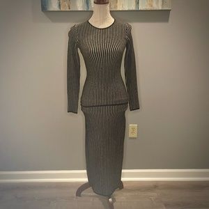 RVN | Pin Stripe Top & Skirt M | NWOT